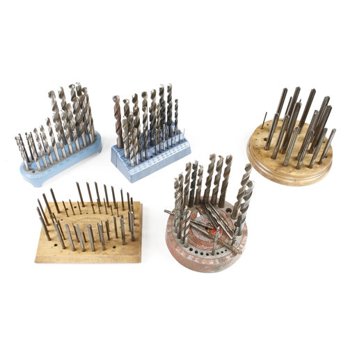 34 - Six engineer's drill stands with various drill bits G