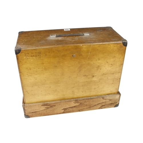 366 - An engineer's lockable 8 drawer tool chest by MOORE & WRIGHT on craftsman made base G+