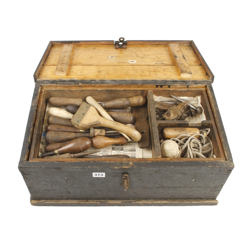 373 - A kit of sailmaker's tools in a pine tool box G