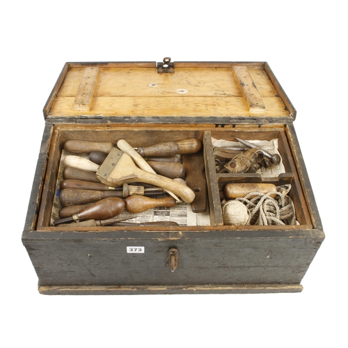 373 - A kit of sailmaker's tools in a pine tool box G