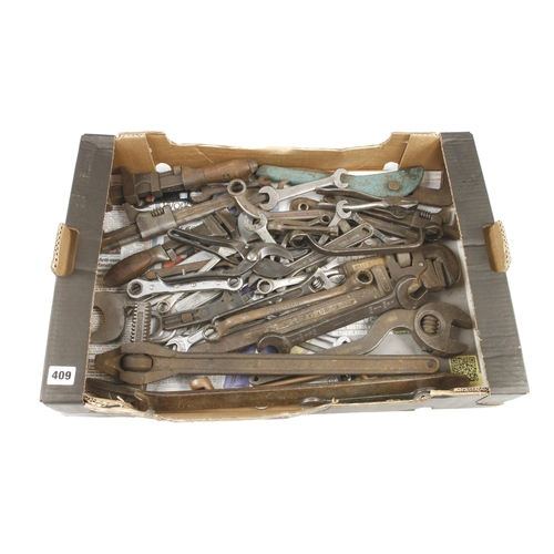 409 - Quantity of spanners and adjustable wrenches G