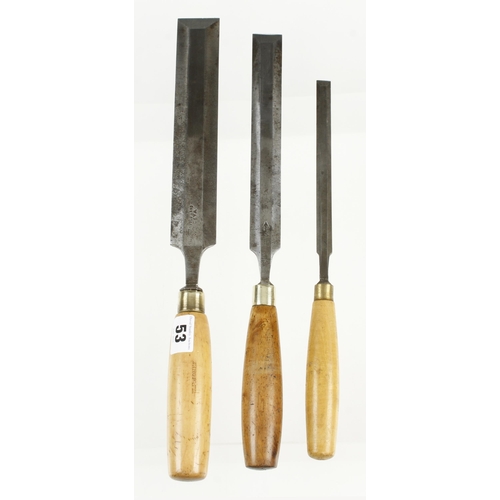 53 - Three bevel edge chisels 1/2