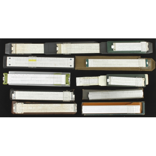 854 - 20 slide rules by ARISTO, THORNTON etc G++