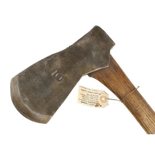 901 - An unusual small felling axe by WAKERLEY with overlaid 4