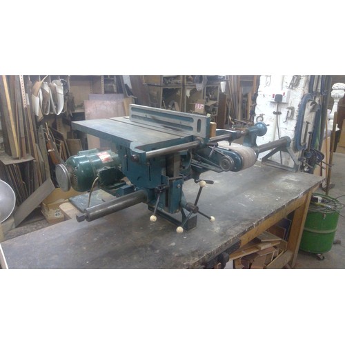 117 - A CORONET Major wood turning lathe with numerous attachments incl. planer/thicknesser, circular saw,... 