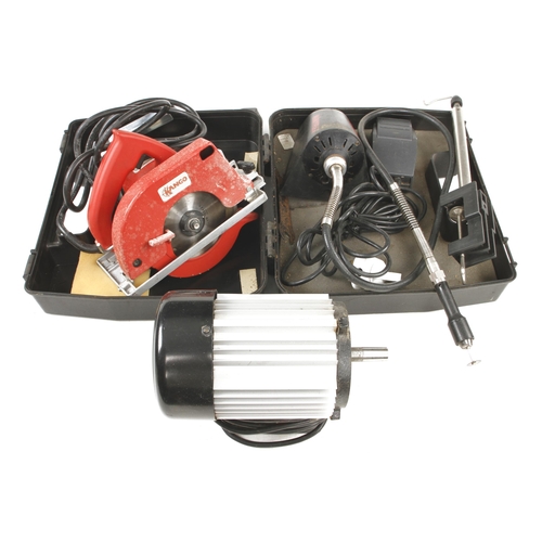 116 - A KANGO circular saw, miniflex tool and an electric motor Pat tested