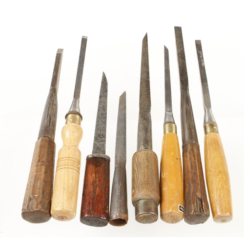 33 - Eight mortice chisels G+