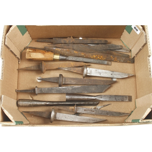 80 - Various mortice chisels, turnscrews and a hacksaw for re-handling G