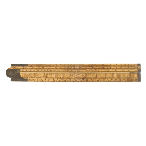 848 - A fine and rare 2' two fold engineer's boxwood slide rule by RABONE with brass fittings and boxwood ... 
