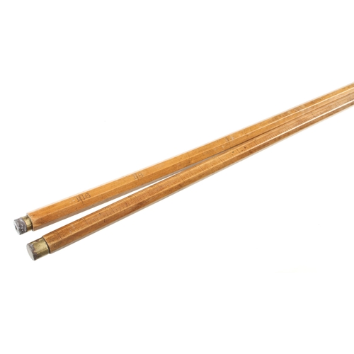 871 - Two boxwood yard sticks with brass tips G+