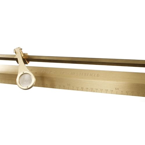 876 - A brass Metre Standard by REVERICATIONS Aylesbury No 12543 20'C for the Borough of Chesterfield with... 