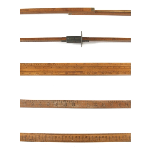 878 - Five boxwood and brass Customs measuring rules and calipers by DRING & FAGE (one unnamed) as illustr... 