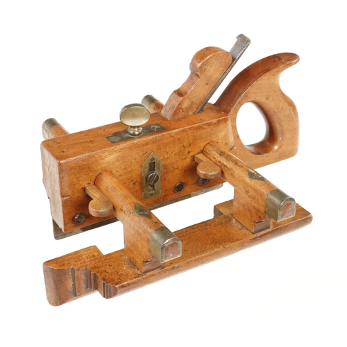 927 - A little used handled beech plough by MOSELEY, unusually the original handle has been dovetailed int... 