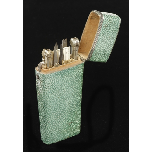 898 - A fine 10 section etui in shagreen case by W & S JONES 30 Holborn London unusually with 6