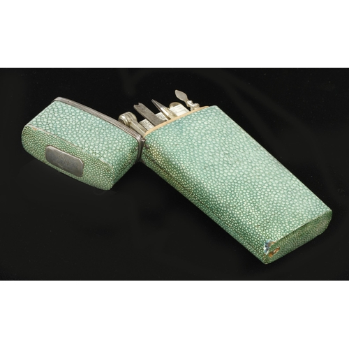 898 - A fine 10 section etui in shagreen case by W & S JONES 30 Holborn London unusually with 6