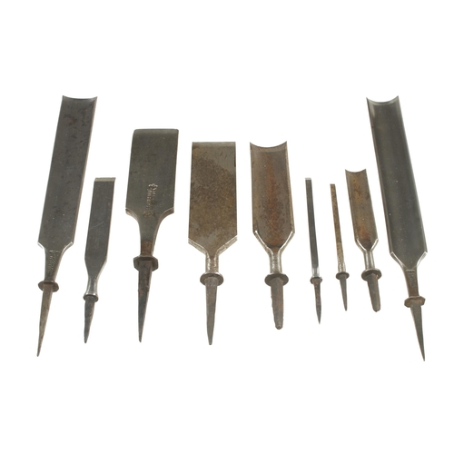 10 - Six unused unhandled chisels and gouges and 3 others G++