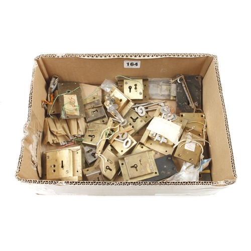 164 - 22 brass cabinet locks and keys F