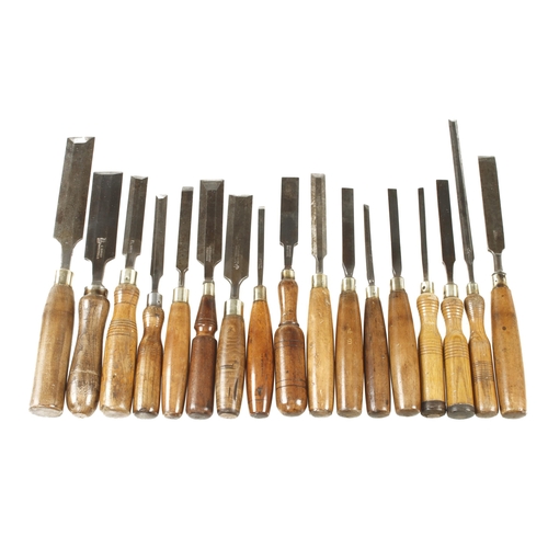 192 - 17 assorted chisels mostly bevel edge G