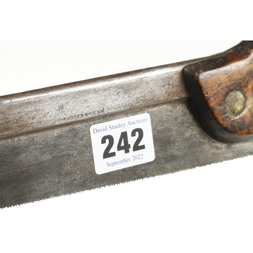 242 - A rare 18c steel back d/t saw by BARBER & GENN (1787- 1817) with 9