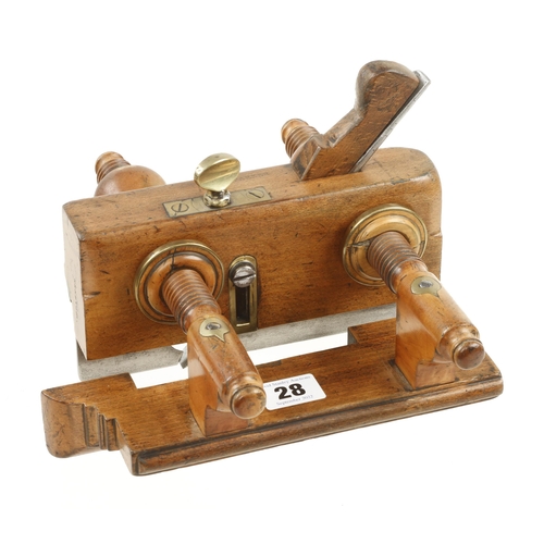 28 - A beech screwstem plough by MATHIESON with boxwood stems, brass repair to small nuts G+