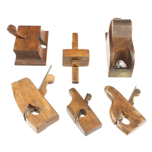 312 - A brass nosed bullnose plane, router, boxwood gauge and 3 small planes G+