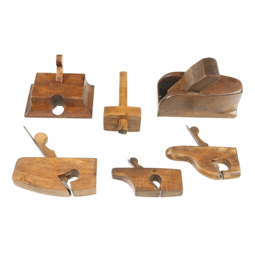 312 - A brass nosed bullnose plane, router, boxwood gauge and 3 small planes G+