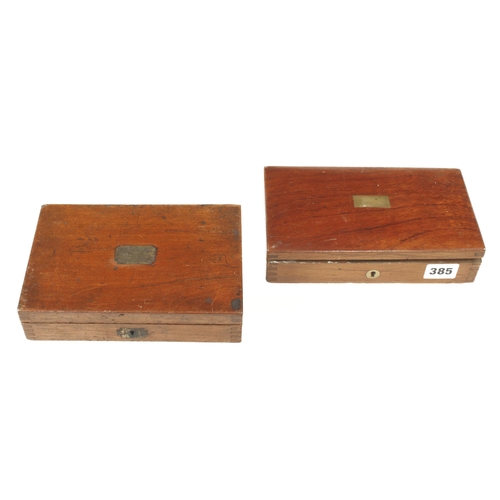 385 - Two part sets of drawing instruments in mahogany boxes G