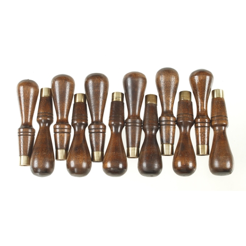 445 - 12 mahogany carving tool handles F