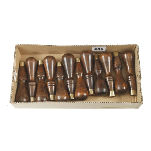 445 - 12 mahogany carving tool handles F