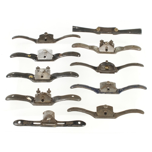 484 - Ten metal spokeshaves by STANLEY, RECORD, RAPIER and UNION G