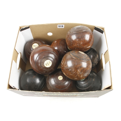 515 - Nine lignum bowls G+