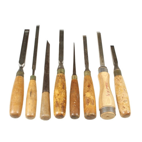 602 - Six mortice chisels and two long chisels G+