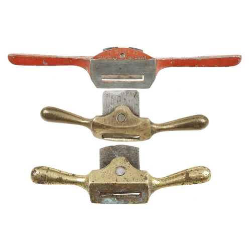 619 - Two miniature brass spokeshaves and another 3 1/2