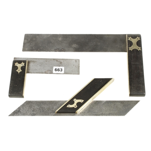 663 - Two ebony and brass squares 6