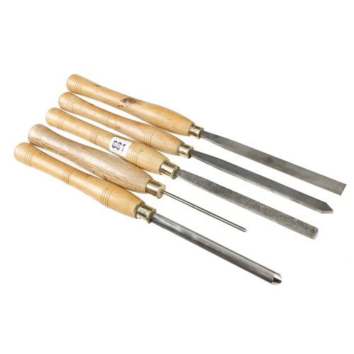 681 - A set of 5 turning tools by ASHLEY ILES G++