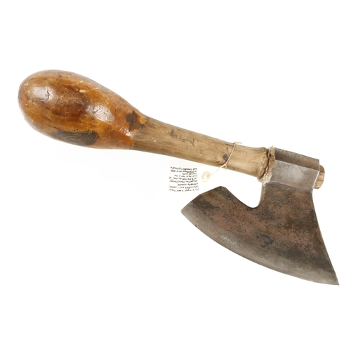 725 - A French clogmaker's R/H side axe with 9