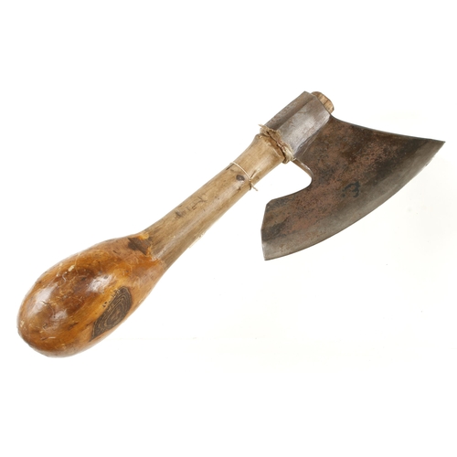 725 - A French clogmaker's R/H side axe with 9