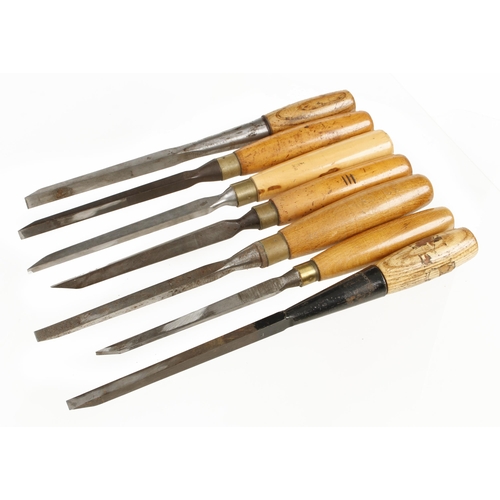 748 - Seven mortice chisels G+