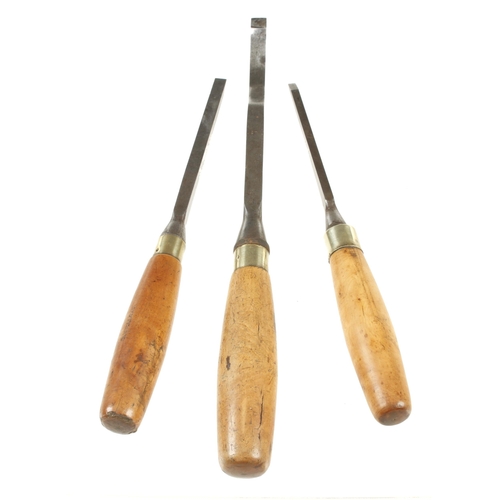 751 - Three mortice chisels by MARPLES 1/4