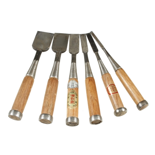 759 - Six Japanese bevel edge chisels 1/4