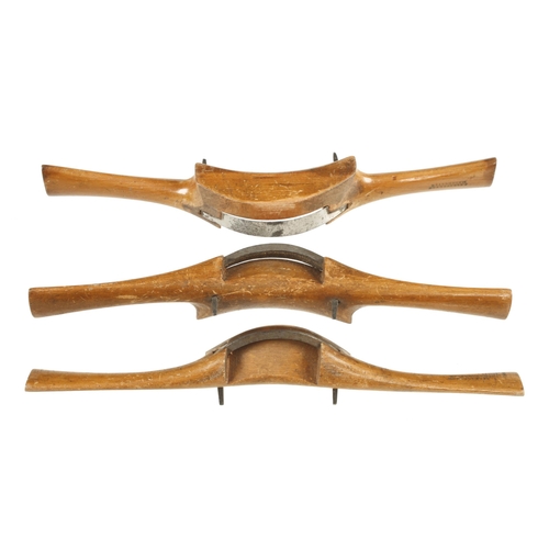 776 - A rare set of 3 curved beech spokeshaves by GLEAVE G++