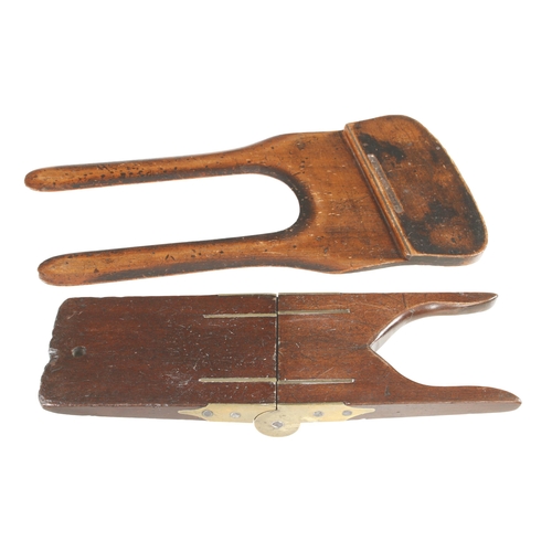 794 - Two riders mahogany boot jacks of different designs G