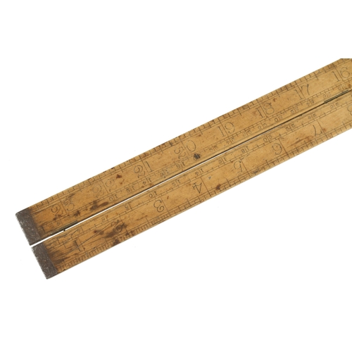 855 - A rare 2' two fold boxwood and brass shipping slide rule by J BUCK London with Lloyds Plan for Steam... 