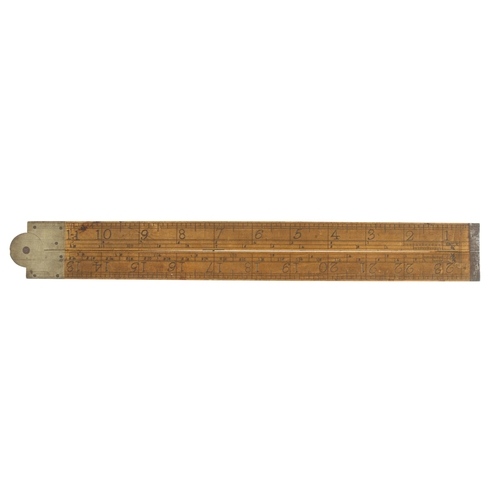 858 - A very rare 2' two fold slide rule by A WELLINGTON Crown Court, Soho, London, Improved by I Routledg... 