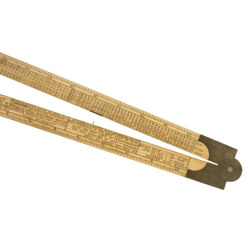 859 - A fine and little used 2' two fold boxwood and brass engineer's Cotton Spinner's slide rule by J.GLE... 