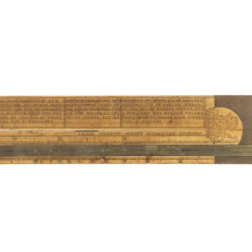 860 - A 2' two fold boxwood and brass Engineer's Cotton Spinner's slide rule by THOMAS BRADBURN Birm'm and... 