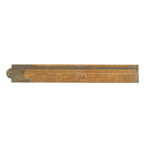 861 - A 2' two fold boxwood and brass Engineer's slide rule by RABONE with T.Wilkinson Improved Rule G++ M... 