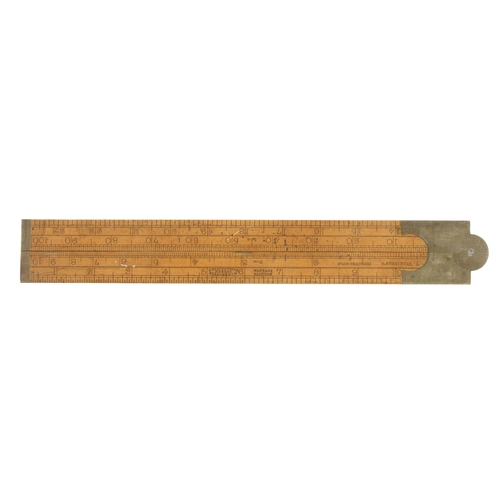 861 - A 2' two fold boxwood and brass Engineer's slide rule by RABONE with T.Wilkinson Improved Rule G++ M... 