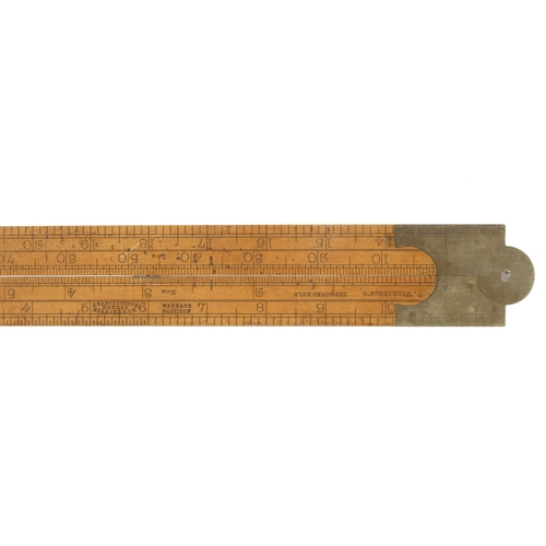 861 - A 2' two fold boxwood and brass Engineer's slide rule by RABONE with T.Wilkinson Improved Rule G++ M... 