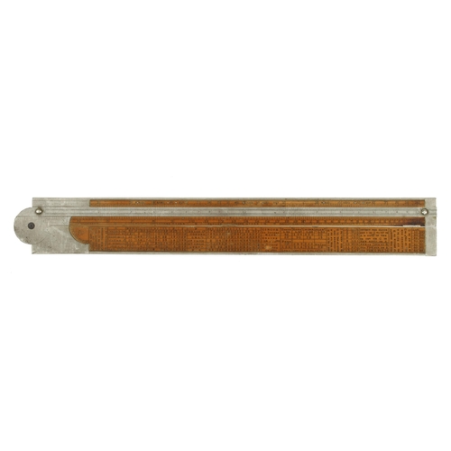 864 - A 2' two fold fully bound boxwood and German silver Engineer's slide rule with protractor hinge by J... 